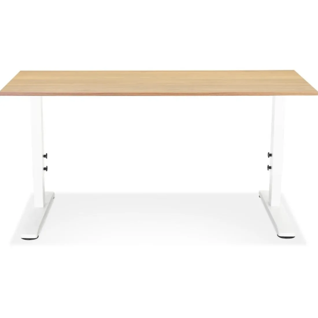 Bureau réglable en hauteur 'OSMOSE' en bois finition naturelle et métal blanc
