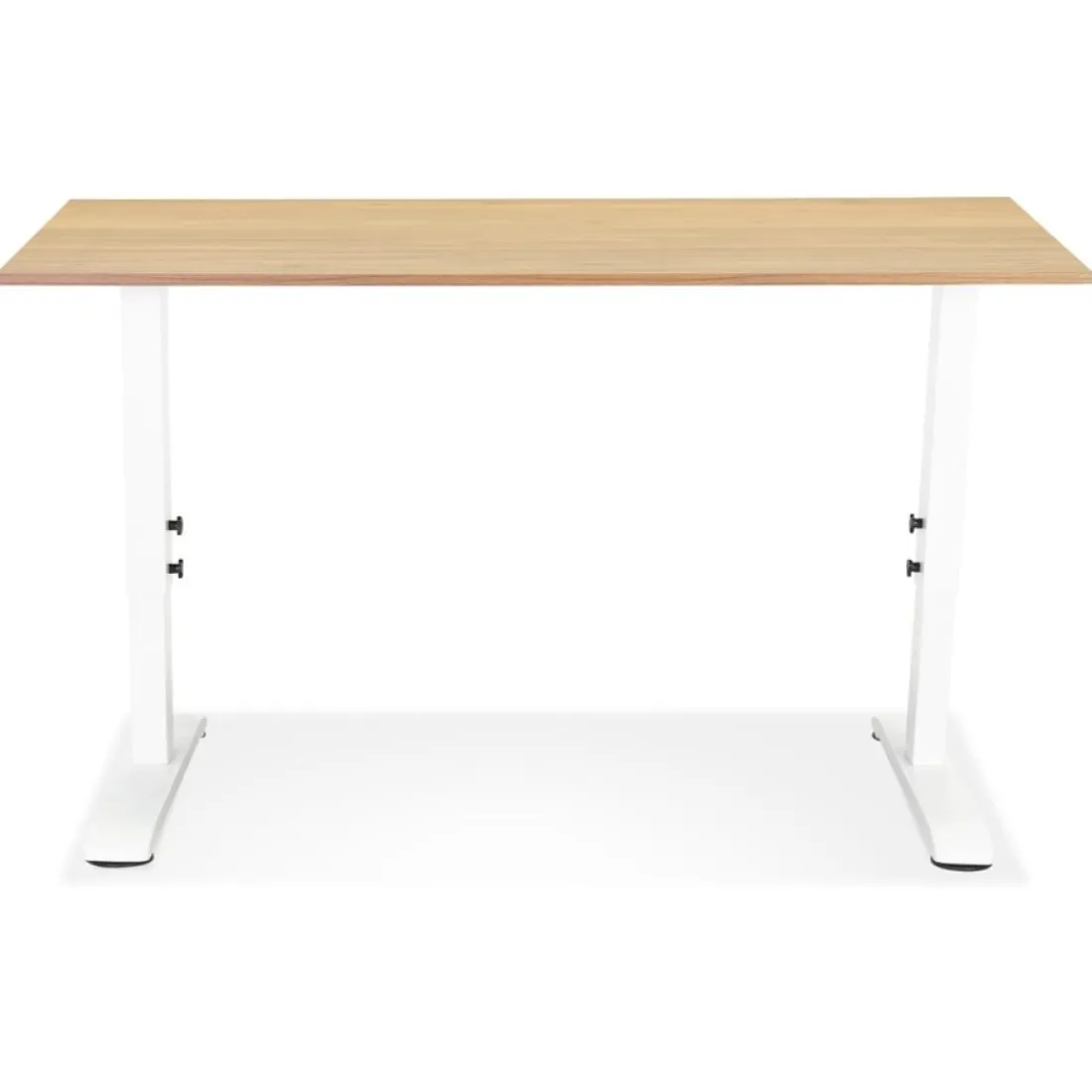 Bureau réglable en hauteur 'OSMOSE' en bois finition naturelle et métal blanc