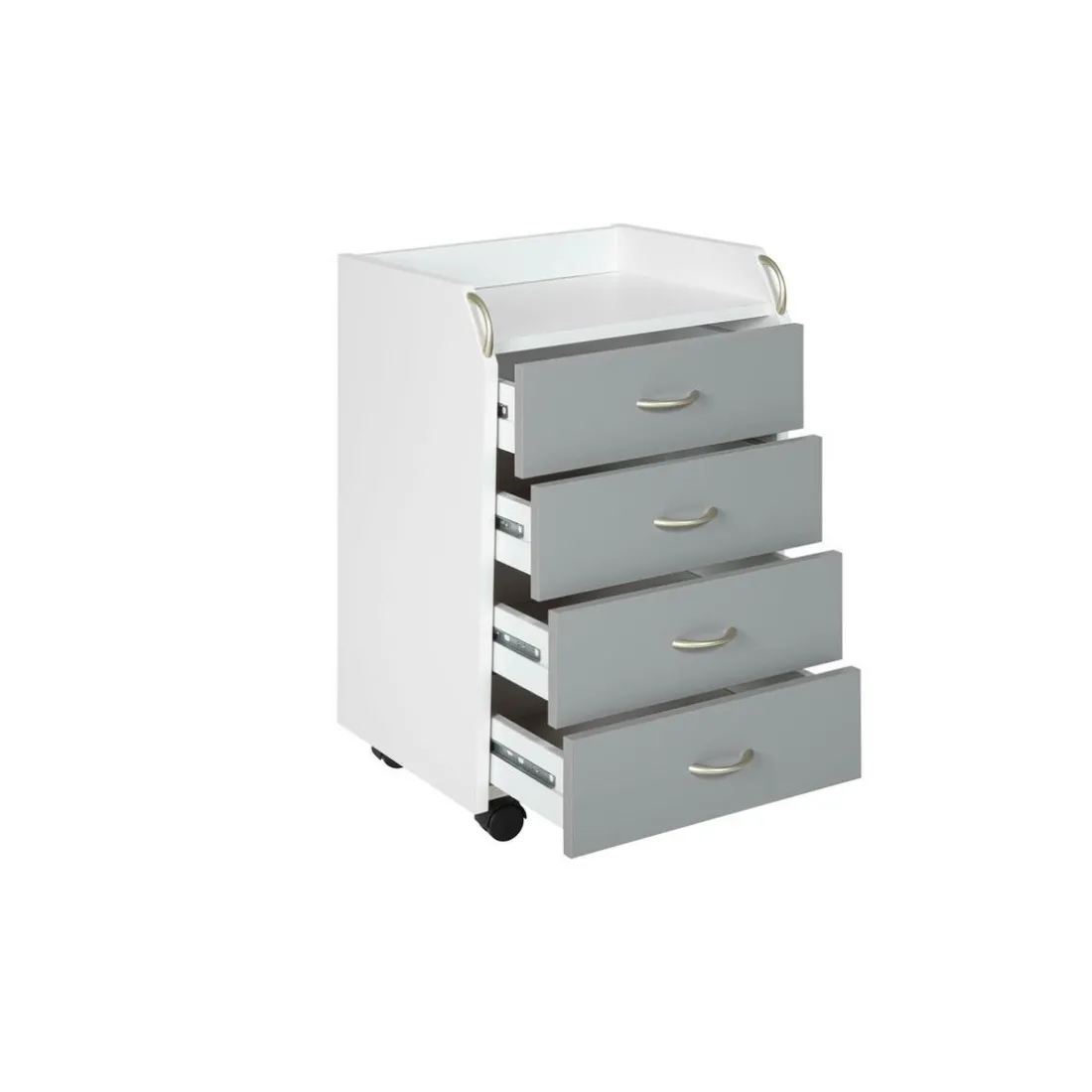 Caisson De Rangement Sur Roulettes Gris Blanc