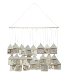 Calendrier de l'avent beige suspendu