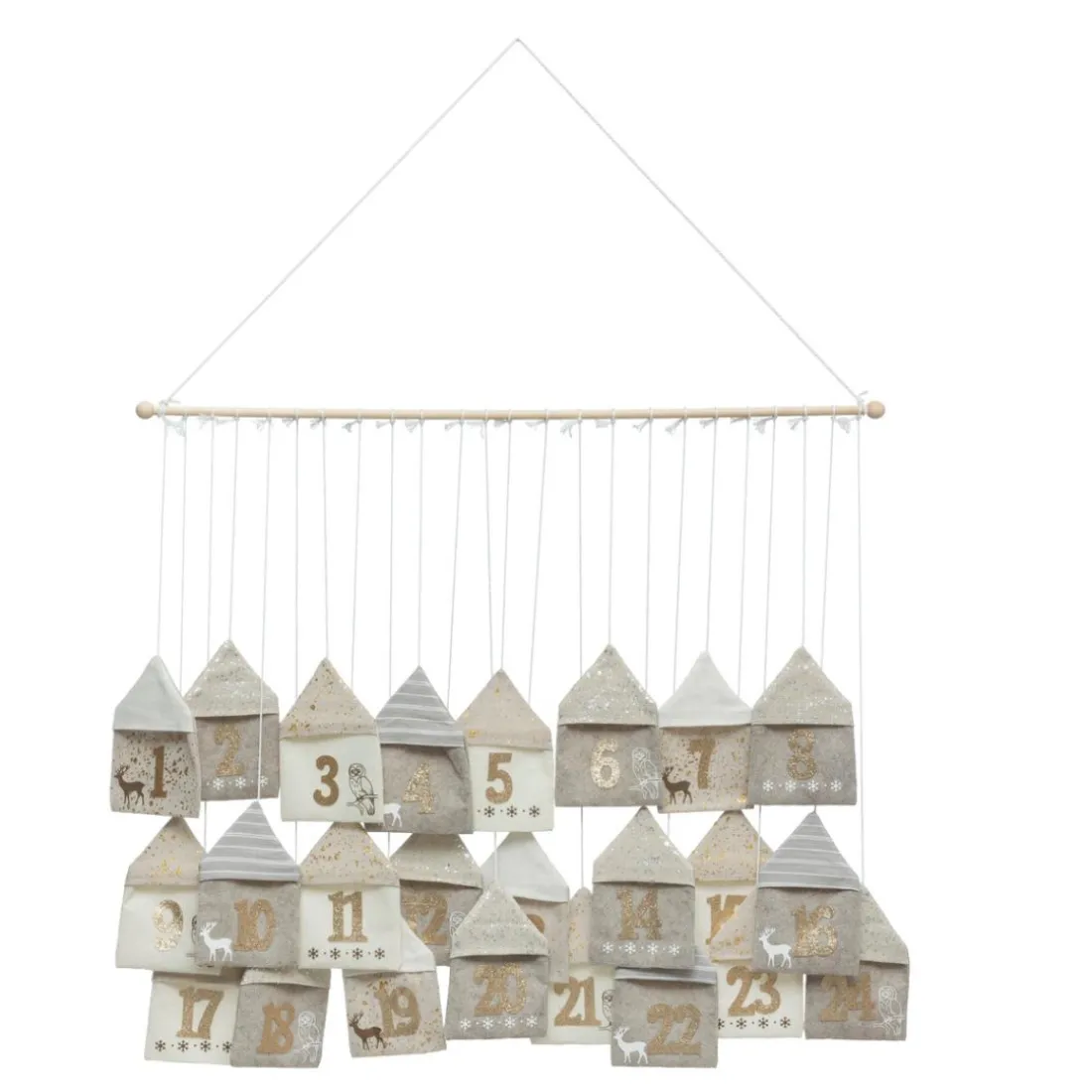 Calendrier de l'avent beige suspendu