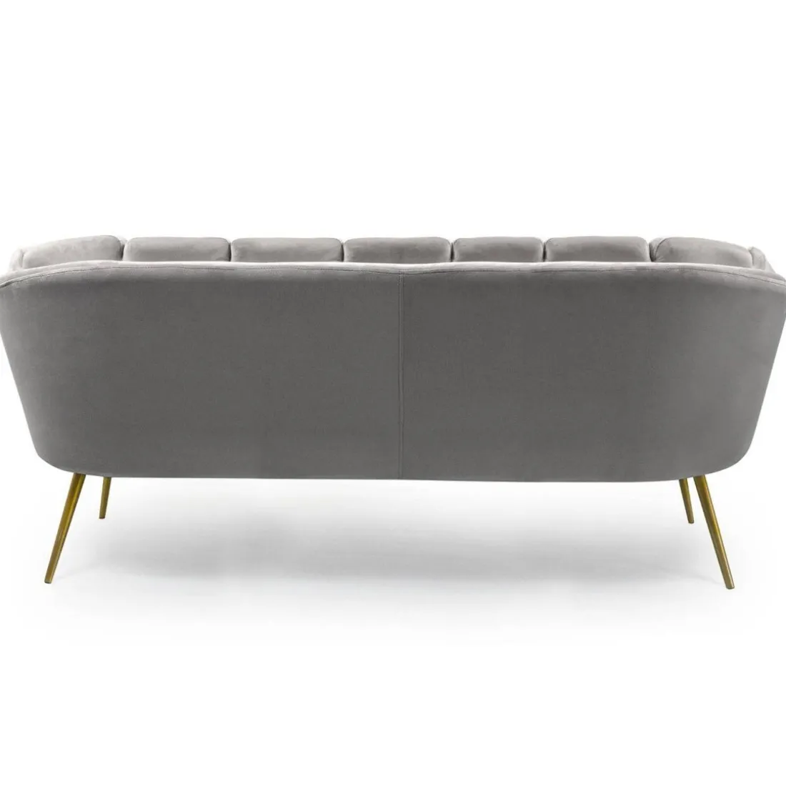 Canapé 3 places arrondi Brenda Velours Argent pieds Or