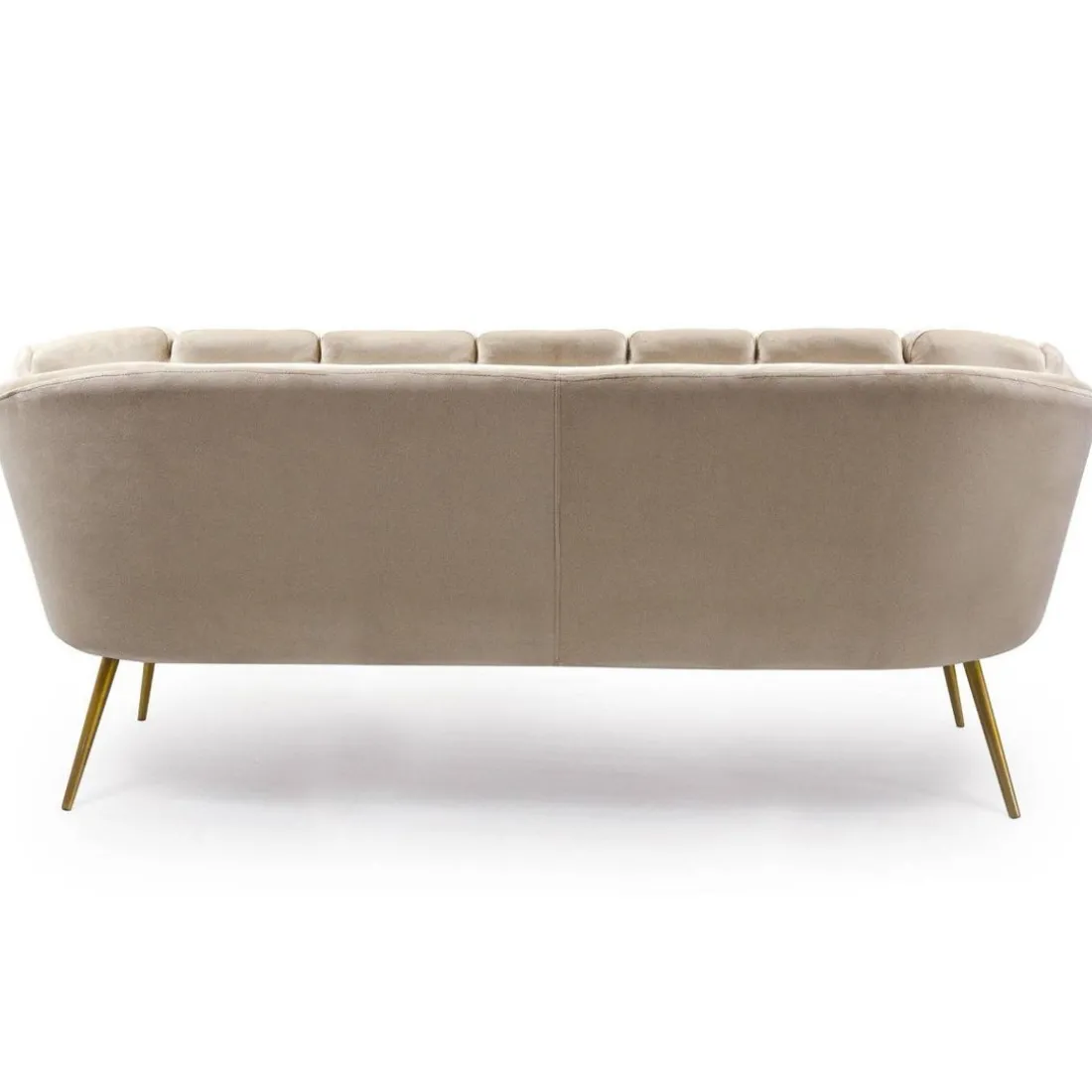 Canapé 3 places arrondi Brenda Velours Taupe pieds Or