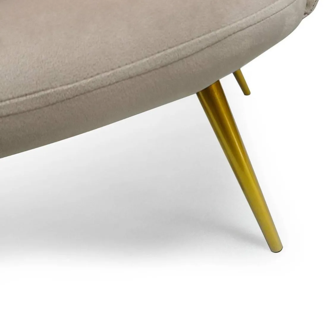 Canapé 3 places arrondi Brenda Velours Taupe pieds Or