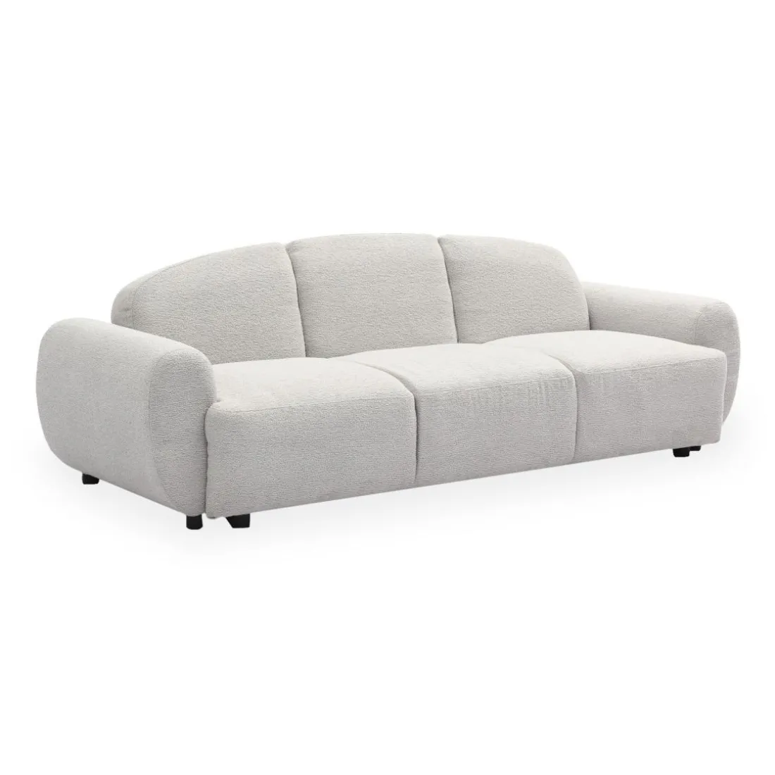 Canapé 3 places convertible dossier et accoudoirs arrondis Oliver Tissu texturé Gris
