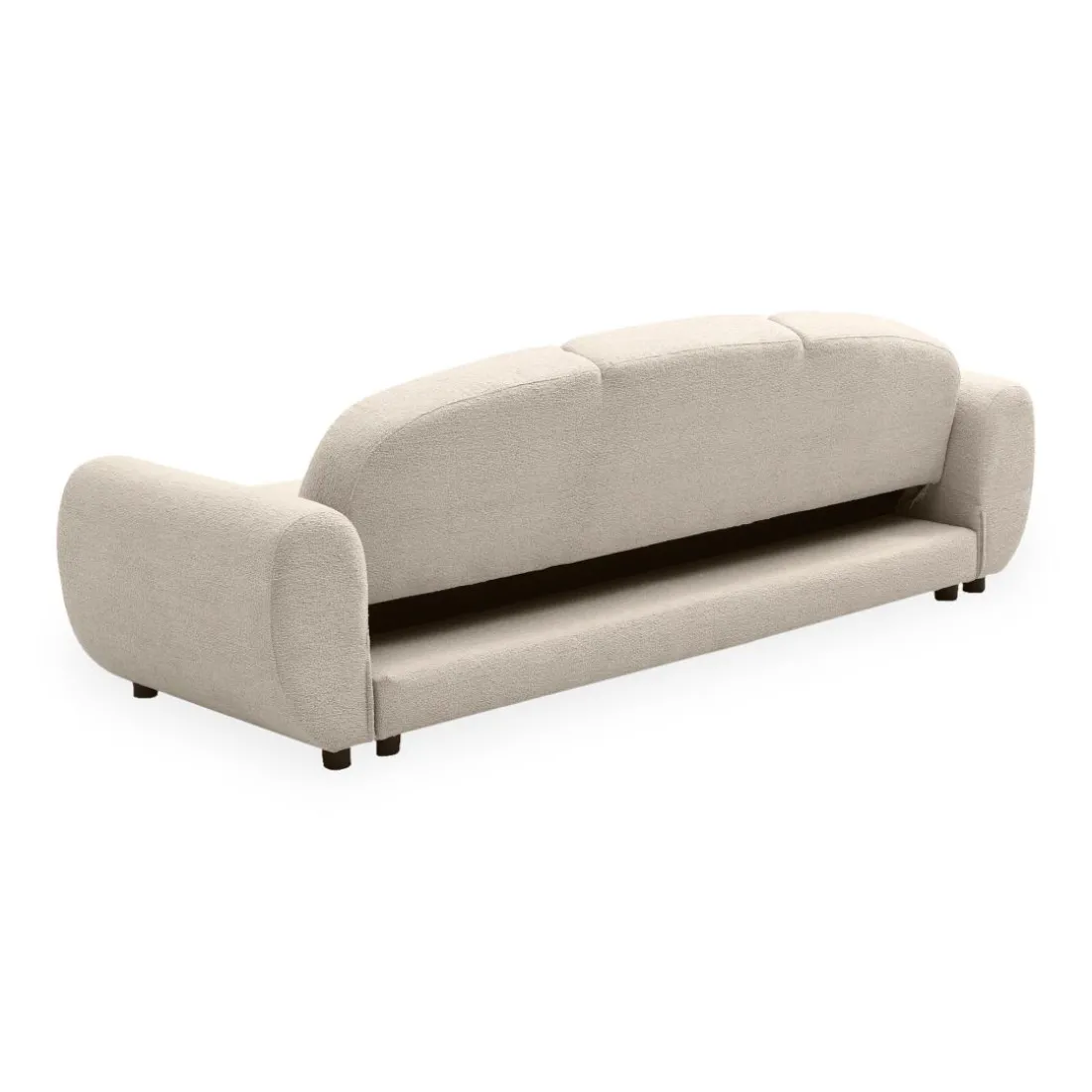 Canapé 3 places convertible dossier et accoudoirs arrondis Oliver Tissu texturé Beige