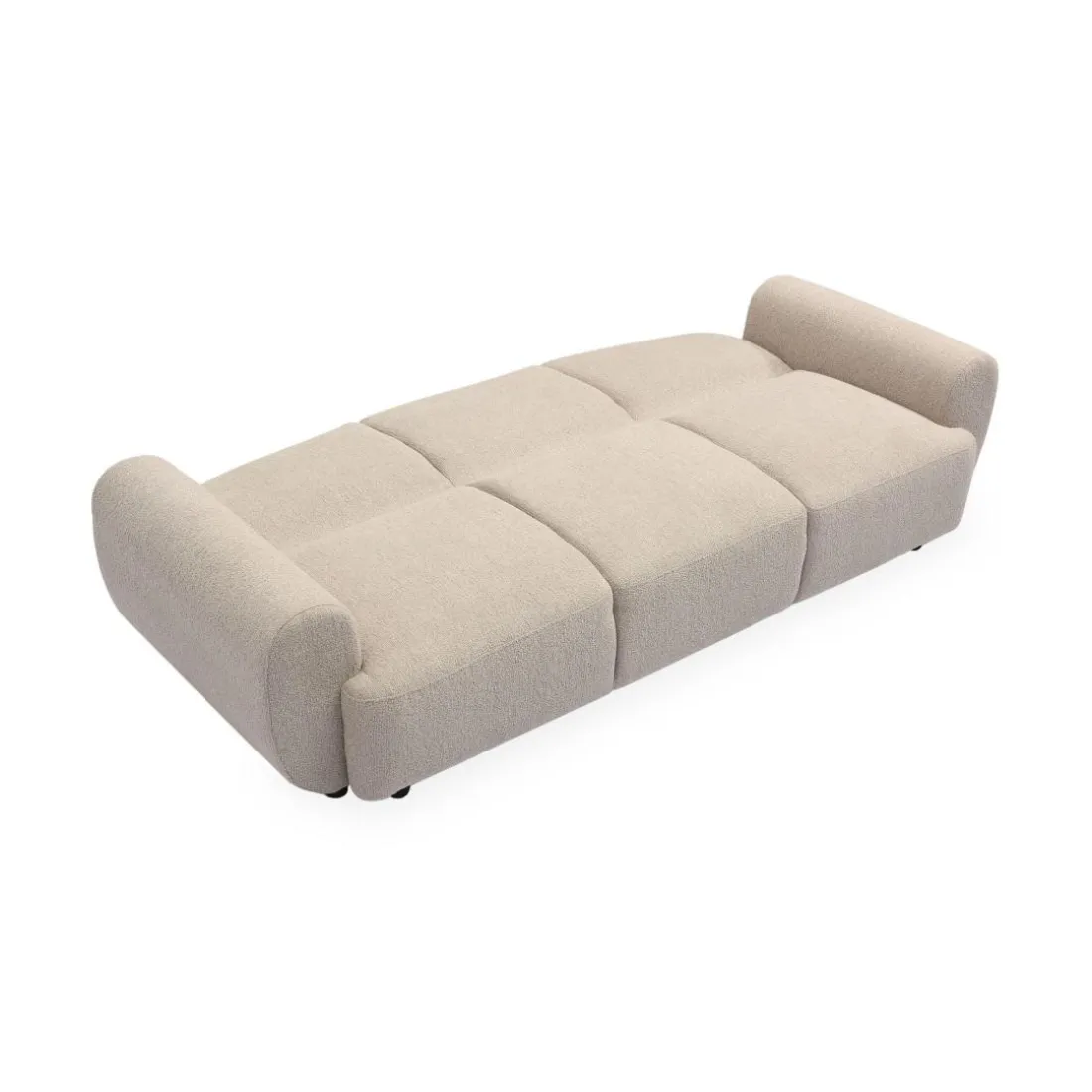 Canapé 3 places convertible dossier et accoudoirs arrondis Oliver Tissu texturé Beige