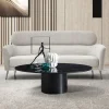 Canapé 3 places moderne avec haut dossier Damigal Tissu doux Beige