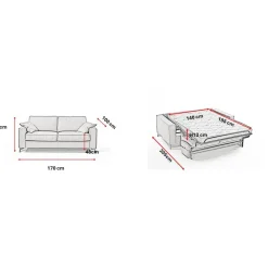 Canapé convertible express Gris Anthracite 3 places CARLA