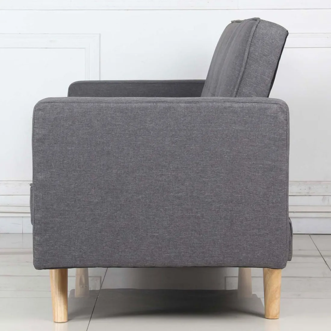 Canapé Convertible Scandinave Tissu Gris Foncé LUCIAN