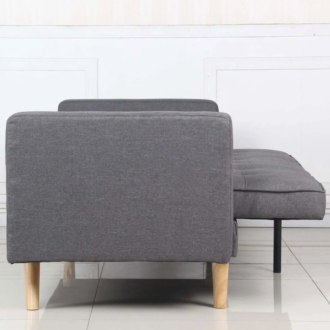 Canapé Convertible Scandinave Tissu Gris Foncé LUCIAN