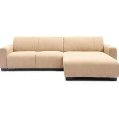 Canapé d'angle moderne Wallis Velours côtelé Beige