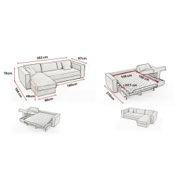 Canapé d'angle reversible Beige convertible express avec méridienne coffre ISABELLA Angle