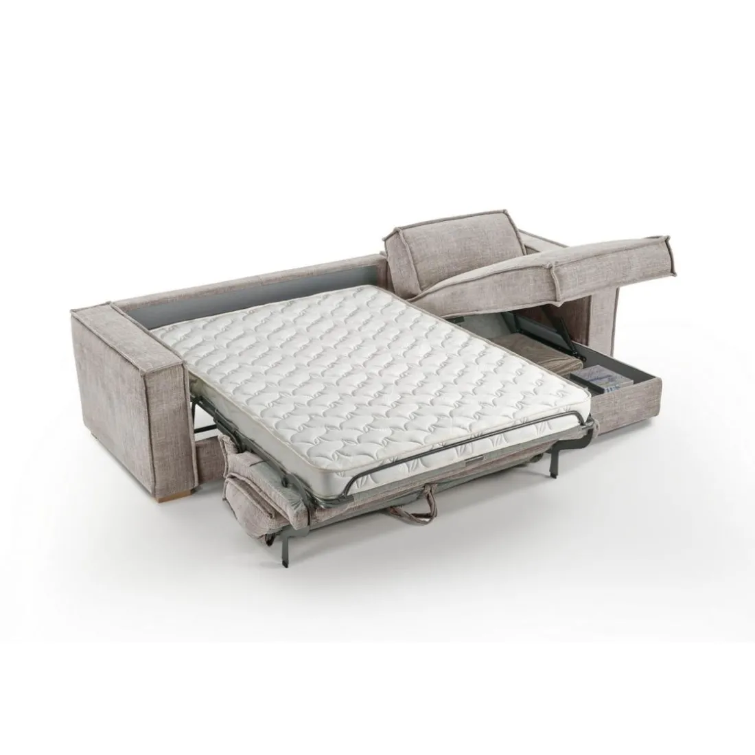 Canapé d'angle reversible Gris Clair convertible express avec méridienne coffre ISABELLA Angle