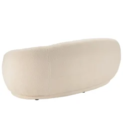Canapé haricot 3 places en tissu bouclette écru LEOPOLD