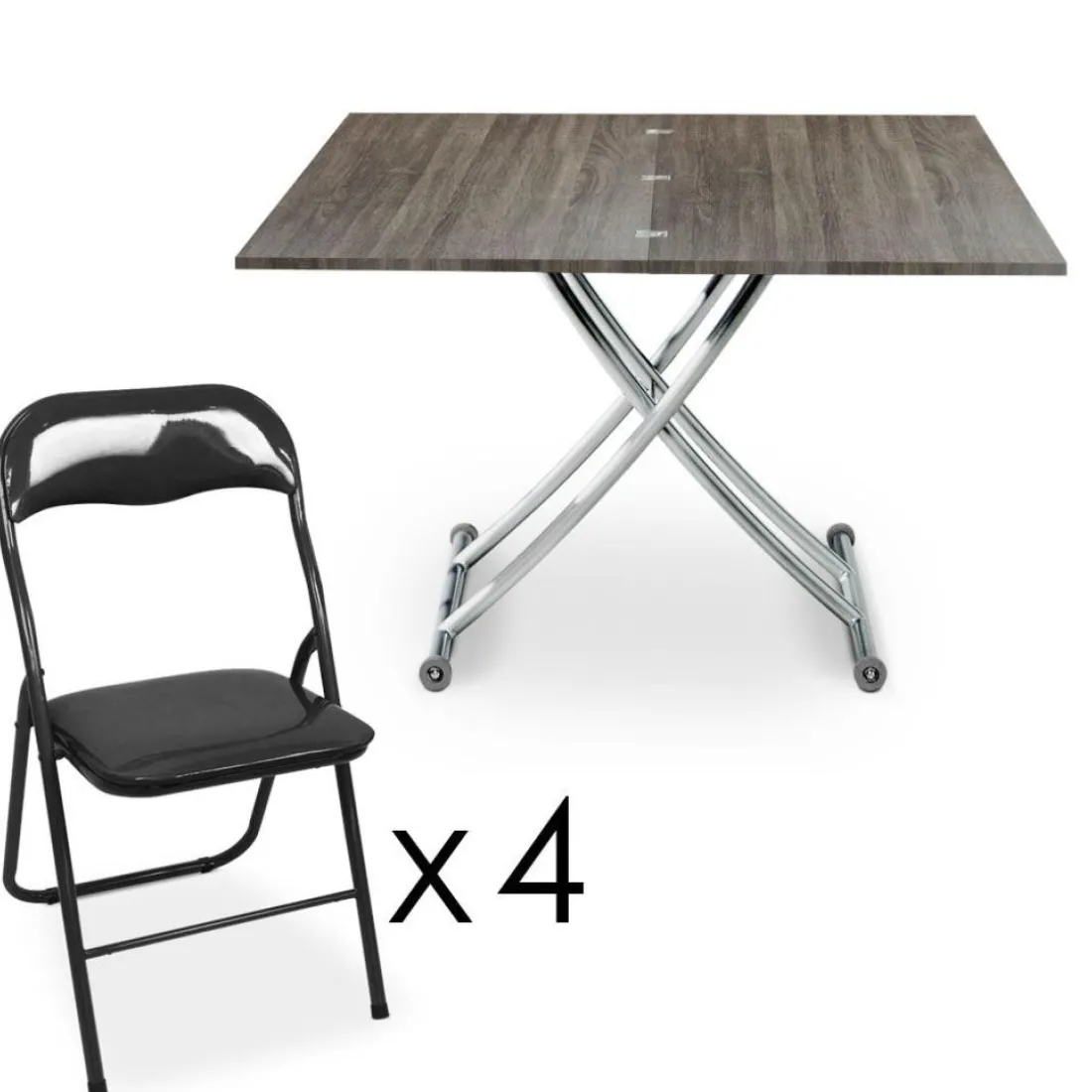 Carrera Bois Vintage avec 4 chaises pliantes Glossy Noir