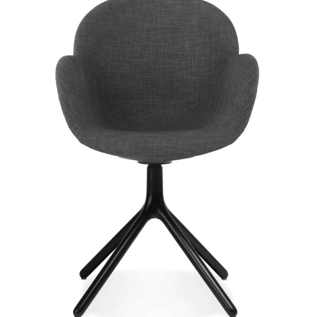 Chaise avec accoudoirs 'LIBRA' en tissu gris foncé et métal noir