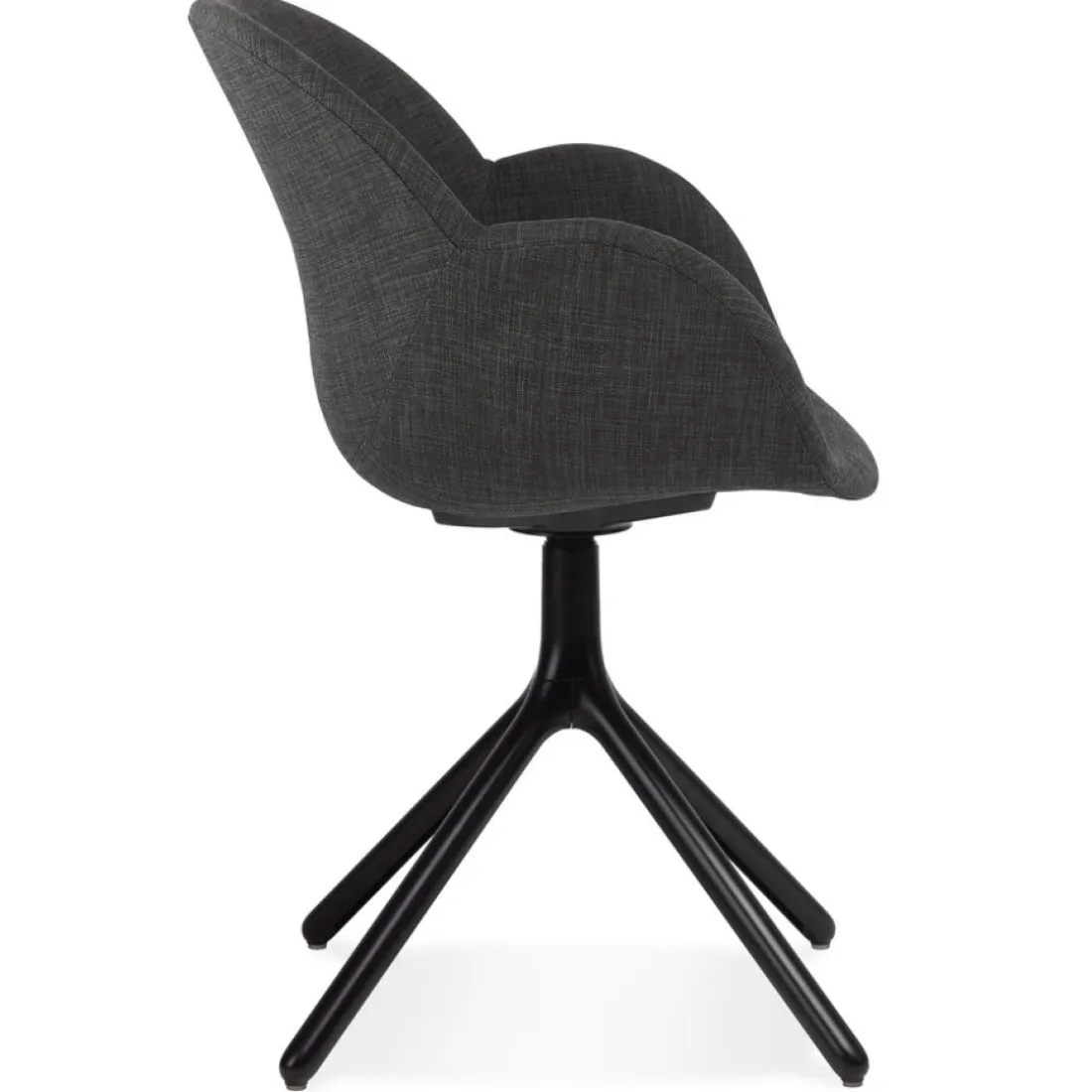 Chaise avec accoudoirs 'LIBRA' en tissu gris foncé et métal noir