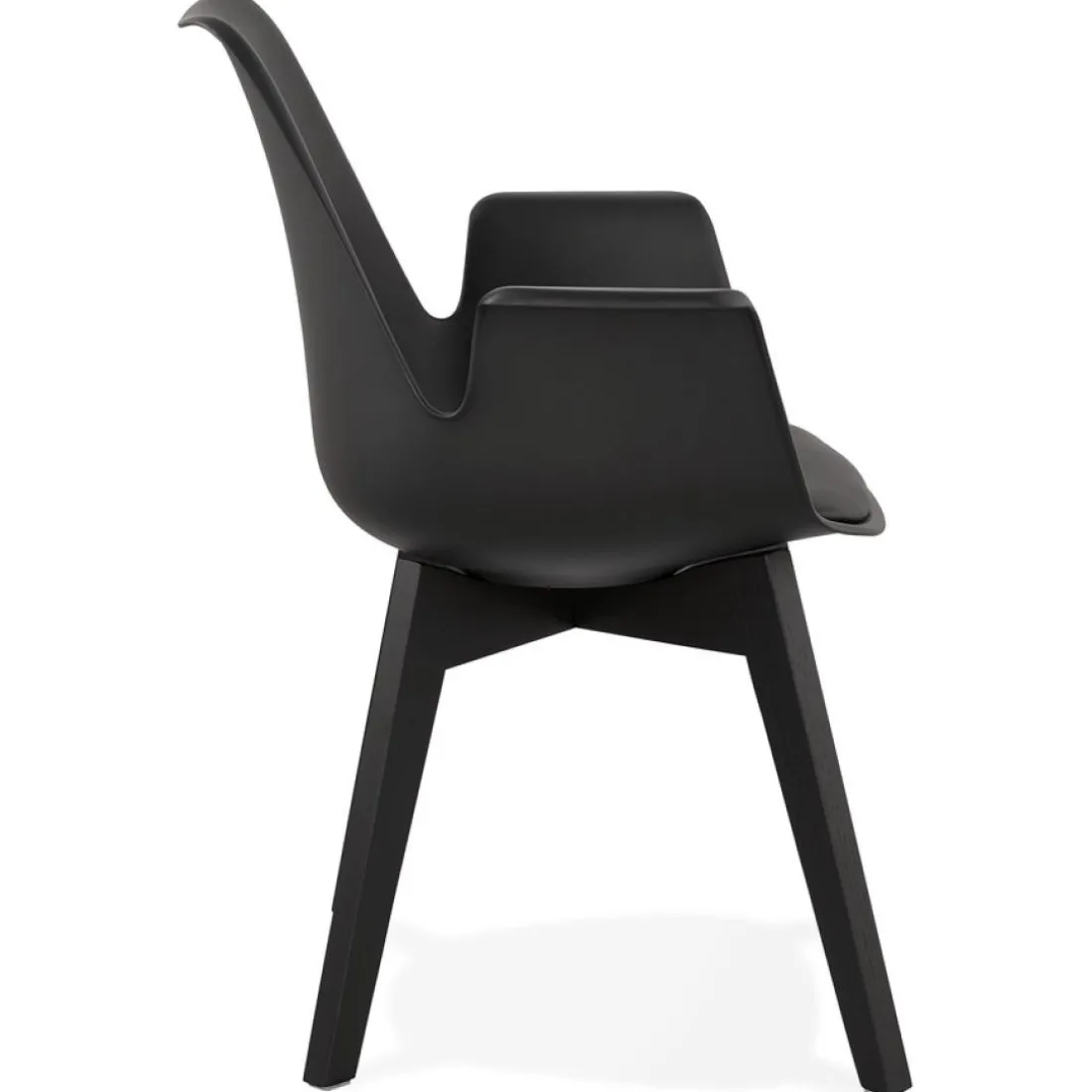 Chaise avec accoudoirs 'MISTRAL' noire avec pieds en bois noir