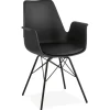 Chaise avec accoudoirs 'SALY' noire style industriel