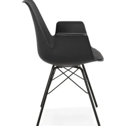 Chaise avec accoudoirs 'SALY' noire style industriel