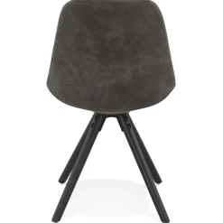 Chaise confortable 'HARRY' en microfibre grise et pieds en bois noir
