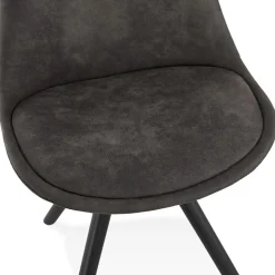 Chaise confortable 'HARRY' en microfibre grise et pieds en bois noir