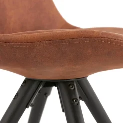 Chaise confortable 'HARRY' en microfibre brune et pieds en bois noir