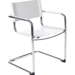 Chaise d'accueil visiteur 'KA' blanche pour bureau ou salle de réunion