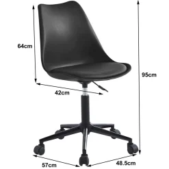 Chaise de bureau réglable en métal Noire