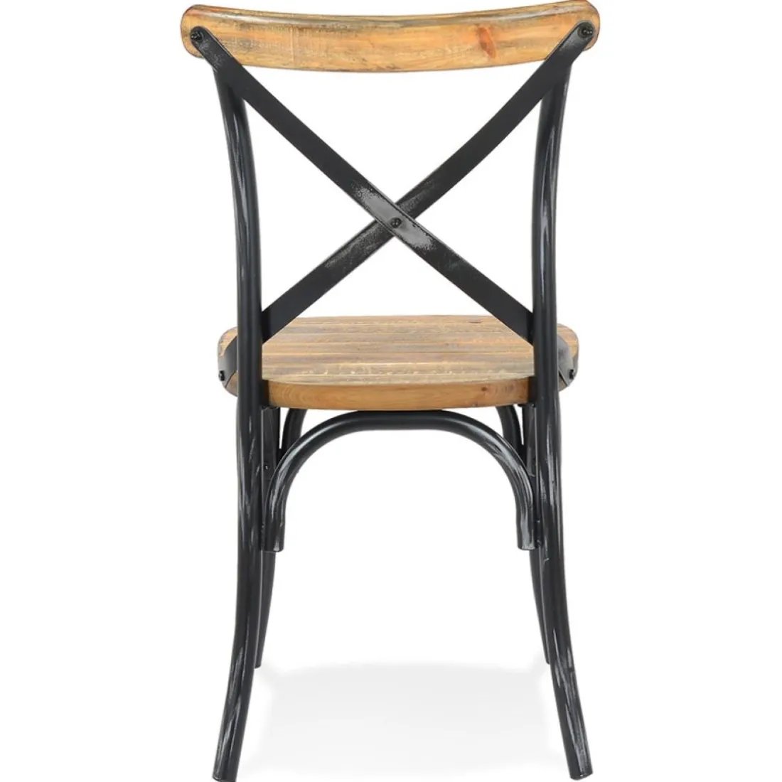 Chaise de cuisine 'RANCH' en bois finition Noyer effet vieilli noir