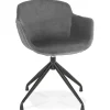 Chaise design avec accoudoirs 'GRAPIN' en velours gris