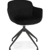 Chaise design avec accoudoirs 'GRAPIN' en velours noir
