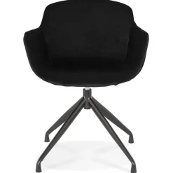 Chaise design avec accoudoirs 'GRAPIN' en velours noir