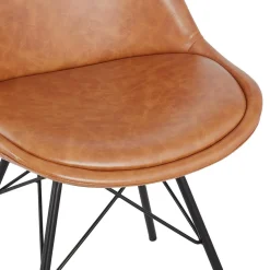 Chaise design 'BRAVO' en matière synthétique brune et pieds en métal noir