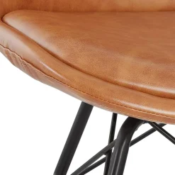 Chaise design 'BRAVO' en matière synthétique brune et pieds en métal noir