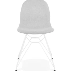 Chaise design 'DECLIK' grise claire avec pieds en métal blanc