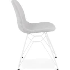 Chaise design 'DECLIK' grise claire avec pieds en métal blanc