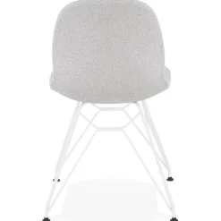 Chaise design 'DECLIK' grise claire avec pieds en métal blanc