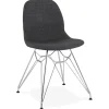 Chaise design 'DECLIK' gris foncé avec pieds en métal chromé