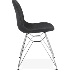 Chaise design 'DECLIK' gris foncé avec pieds en métal chromé