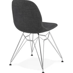 Chaise design 'DECLIK' gris foncé avec pieds en métal chromé