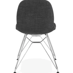 Chaise design 'DECLIK' gris foncé avec pieds en métal chromé