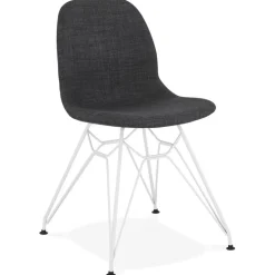 Chaise design 'DECLIK' gris foncé avec pieds en métal blanc