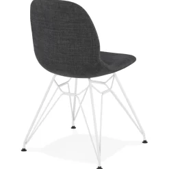 Chaise design 'DECLIK' gris foncé avec pieds en métal blanc