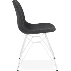 Chaise design 'DECLIK' gris foncé avec pieds en métal blanc