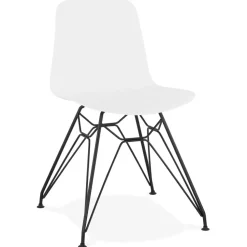 Chaise design 'GAUDY' blanche style industriel avec pied en métal noir