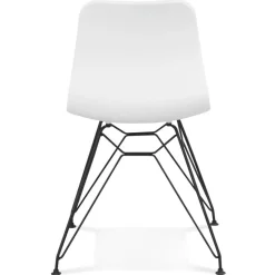 Chaise design 'GAUDY' blanche style industriel avec pied en métal noir