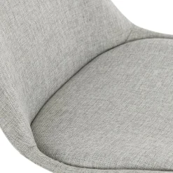Chaise design 'INDIA' en tissu gris et pieds en métal noir