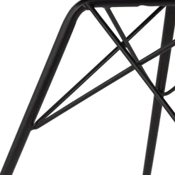 Chaise design 'INDIA' en tissu noir et pieds en métal noir